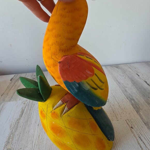 Wooden‎ parrot pineapple sculpture wooden macaw bird tropical figurine - Picture 4 of 9